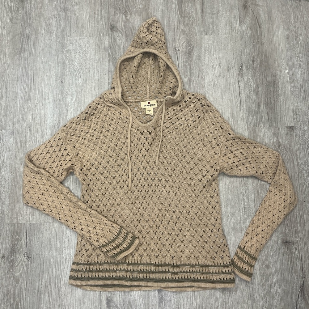 Woolrich tan crochet hoodie